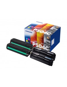Samsung CLP415 CLX4195 Pack de 4 Cartuchos de Toner Originales - CLT-P504C SU400A
