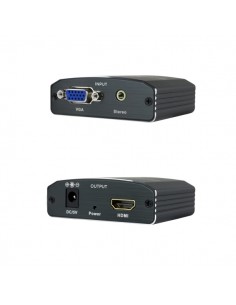 Nanocable Conversor de Video - VGA y Audio a HDMI - Jack 3.5mm - Alimentacion Externa - Conectores Hembra - Color Negro