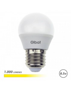Elbat G45 Bombilla LED - Potencia 8.5W - Flujo Luminoso 1000lm - E27 - Temperatura de Color 3000K - Luz Calida - Apertura