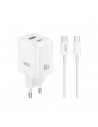 XO CE36 Cargador de Pared - USB-C 45W - USB-A 18W - Power Delivery - Quick Charge - Cable USB-C Incluido - Policarbonato -