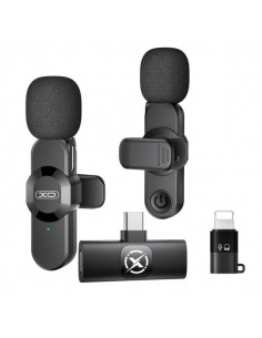XO MC14 Microfono Inalambrico de Solapa - Cancelacion de Ruido - 100Hz-10kHz - Alcance 15m - USB-C - Clip - Peso Ligero de 7g