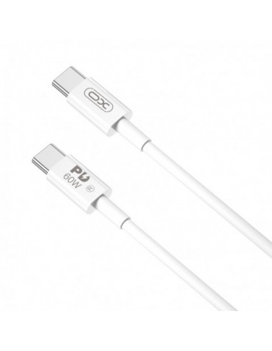 XO NBQ190 Cable de Carga - Soporta hasta 60W - USB-C a USB-C - Longitud 2m - 5-20V - Color Blanco
