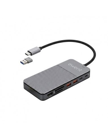 Ewent EW1156 Docking Station USB-C 8 en 1 con Ranura SSD M.2 - 1xHDMI 4K-1xUSB-C 3.2-2xUSB-A 3.2-1xUSB-C PD 100W-1xSD y
