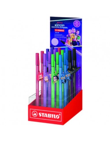 Stabilo Pen 68 K-Pop Demon Hunter Expositor con 16 Rotuladores de Punta de Fibra - Trazo de 1mm aprox. - Tinta con Base de