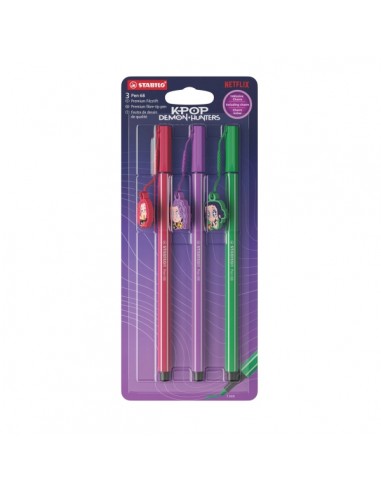 Stabilo Pen 68 K-Pop Demon Hunter Pack con 3 Rotuladores de Punta de Fibra - Trazo de 1mm aprox. - Tinta con Base de Agua -
