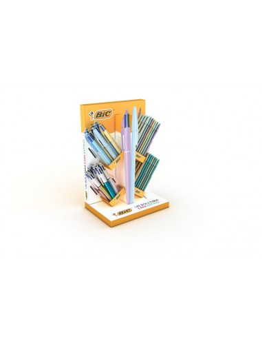 Bic Expositor con 12 Bol. 4 Colores Pastel-12 Bol. 4 Colores Shine-40 Bol. Cristal Pastel y 40 Bol. Cristal Glace - Tinta