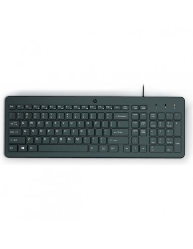 HP 150 Teclado USB - Patas Ajustables - Indicadores LED (Num Caps) - Fabricado con Plastico Reciclado - Color Negro
