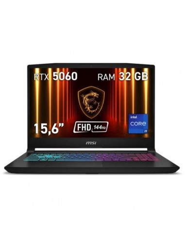 MSI Katana 15 HX B14WFK-082XES Portatil Gaming 15.6"-Intel Core I9-14900HX - 32GB DDR5 - 1TB SSD - RTX5060 8GB - FreeDos -