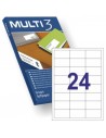 Multi3 Pack de 2.400 Etiquetas Rectangulares TamaÃ±o 64 6x33 8mm - 100 Hojas por 24 Etiquetas - Adhesivo Permanente -