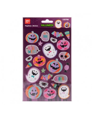 Apli Kids Calabaza Rosa Pack con 24 Pegatinas de Halloween - Perfectas para Decorar Cuadernos-Agendas-etc...