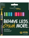 Faber-Castell Multimark Acrylic Brush Dopamin Pack con 12 Rotuladores Acrilicos Punta Pincel - Trazo de 1 a 6mm - Tinta