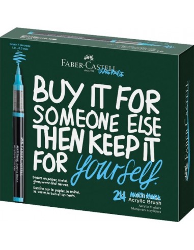 Faber-Castell Multimark Acrylic Brush Caja con 24 Rotuladores Acrilicos Punta Pincel - Trazo de 1 a 6mm - Tinta Acrilica a