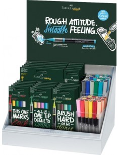 Faber-Castell Multimark Acrylic Brush Expositor con 25 Packs Surtidos de Rotuladores Acrilicos Punta Pincel-70 Unidades