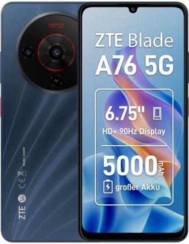 ZTE Blade A76 5G Smartphone Pantalla 6 75" - 6 6 GB RAM - 128 GB - 90 Hz - Camara 50 MP --Bateria 5000 mAh - Color Negro