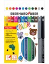 Eberhard Faber Pack con 12 Rotuladores con Estampados de Animales - Trazo de 1mm aprox. - Tinta a Base de Agua - Tapa