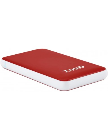 Tooq Carcasa Externa HDD SDD 2.5" hasta 9.5mm SATA USB 3.0 3.1 Gen 1 - Sin Tornillos - Color Rojo Blanco