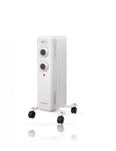 Daewoo DW9501 Radiador de Aceite - Potencia 1000W - 5 Elementos - Termostato Regulable - Ruedas - Asa de Transporte -