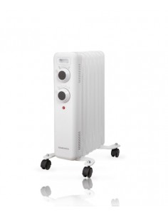 Daewoo DW9502 Radiador de Aceite - Potencia 1500W - 7 Elementos - Termostato Regulable - Ruedas - Asa de Transporte -