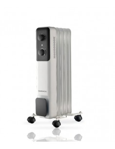 Daewoo DW9504 Radiador de Aceite - Potencia 1000W - 5 Elementos - Termostato Regulable - Ruedas - Asa de Transporte -