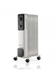 Daewoo DW9505 Radiador de Aceite - Potencia 1500W - 7 Elementos - Termostato Regulable - Ruedas - Asa de Transporte -
