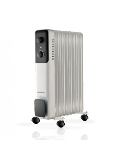 Daewoo DW9506 Radiador de Aceite - Potencia 2000W - 9 Elementos - Termostato Regulable - Ruedas - Asa de Transporte -