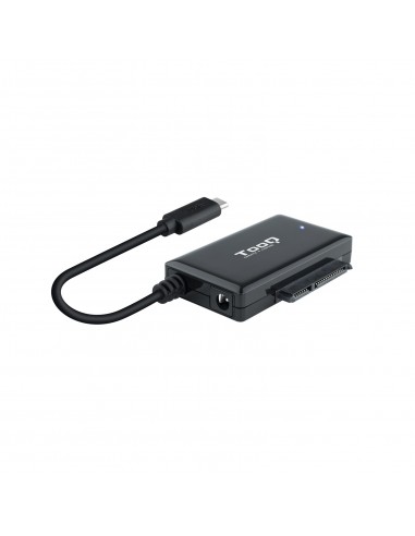 Tooq Adaptador USB 3.0 USB-C a SATA para Discos Duros de 2.5-y 3.5-con Alimentador - Color Negro