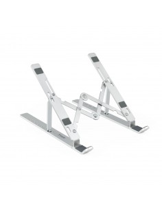 Tooq Soporte para Portatil hasta 15" - 7 Niveles de Altura - Plegable - Base Antideslizante - Peso Max 5kg - Color Plata