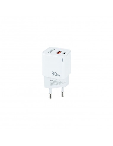 Tooq Cargador de Pared GaN USB-C PD-USB-A QC 30W - Color Blanco
