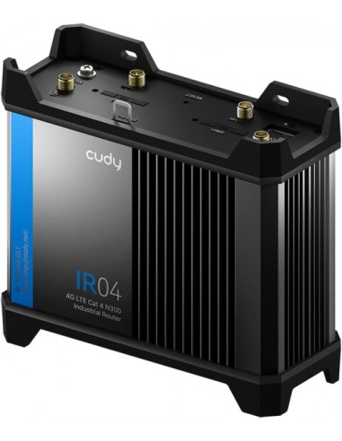 Cudy IR04_EU Router Industrial WiFi N300 4G LTE CAT 4 --2 Ranuras SIM - 4 Puertos LAN - Alimentacion POE y DC - Montaje en