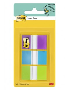 Post-It Index Dispensador con 60 Marcadores de Indice Reposicionables - Forma Rectangular - Colores Surtidos