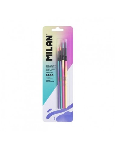 Milan Sunset Collection Serie 311 Pack de 4 Pinceles Redondos Numeros 2-4-6 y 8 - Pelo Sintetico - Colores Surtidos