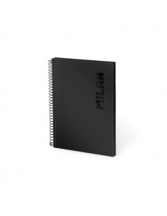 Milan Shadow Cuaderno Espiral Formato A5 Pautado 1 Linea - 80 Hojas de 95 gr m2 - Microperforado-2 Taladros - Color Negro