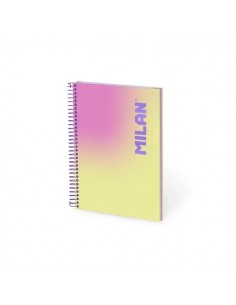 Milan Sunset Cuaderno Espiral Formato A5 Pautado 1 Linea - 90 Hojas de 95 gr m2 - Microperforado-2 Taladros - 3 Bandas de