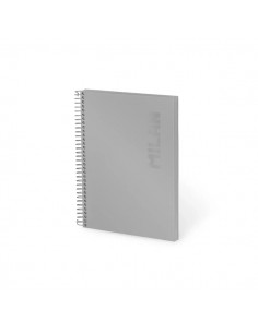 Milan Shadow Cuaderno Espiral Formato A5 Cuadricula 5x5mm - 80 Hojas de 95 gr m2 - Microperforado-2 Taladros - Color Gris