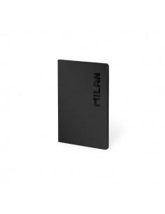 Milan Shadow Libreta Encolada Formato A5 Cuadricula 5x5 - 48 Hojas de 95 gr m2 - Microperforado - Tapa Blanda - Color Negro