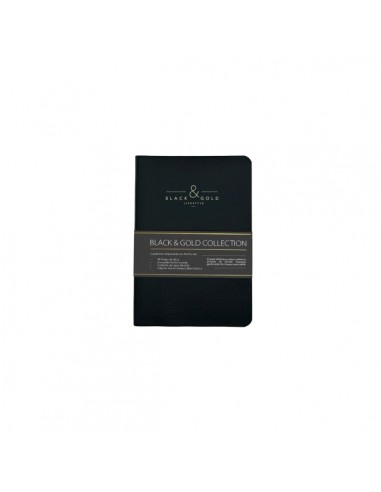 Dohe Black & Gold Cuaderno con Encuadernacion Cosida A6 - 96 Hojas Lisas de 80g - Tapa Flexible Forrada en Polipiel - Color
