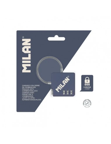 Milan Serie 430 Candado con Cierre de Combinacion - 3 Digitos - Metalico - Color Azul