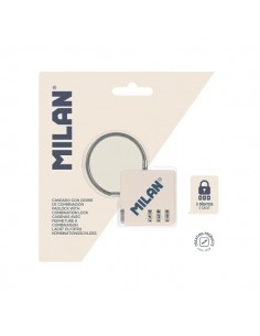 Milan Serie 430 Candado con Cierre de Combinacion - 3 Digitos - Metalico - Color Beige