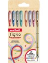 Uni-ball Signo Noble Metal UM-120NM Pack con 8 Boligrafos de Tinta Gel - Punta de Bola 0.8mm - Tinta Pigmentada Resistente al