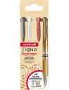 Uni-ball Signo Broad UM-153 Pack con 4 Boligrafos de Tinta Gel - Punta de Bola 1mm - Trazo Estilografico - Sujecion de Caucho