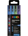 Posca PC-3M Pack con 4 Marcadores de Pintura - Punta Conica 0.9-1.3mm - Tinta Base al Agua - Resistente a la Luz - Colores