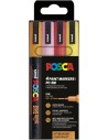 Posca PC-3M Pack con 4 Marcadores de Pintura - Punta Conica 0.9-1.3mm - Tinta Base al Agua - Resistente a la Luz - Colores