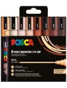 Posca PC-5M Estuche de 8 Marcadores de Pintura - Punta de Bala 1.8-2.5mm - Tinta Base al Agua - Resistente a la Luz - No