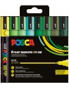 Posca PC-5M Estuche de 8 Marcadores de Pintura - Punta de Bala 1.8-2.5mm - Tinta Base al Agua - Resistente a la Luz - No