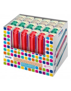 Dohe Expositor de 18 Portatodos Brillantes Cuadrados - Tamaño 21x5cm - Colores Surtidos
