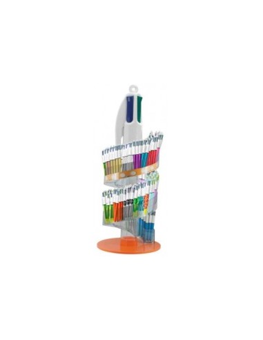 Bic 4 Colours Expositor de 216 Boligrafos de Bola Retractiles - Punta Media de 1.0mm - Tinta con Base de Aceite - 4 Colores -
