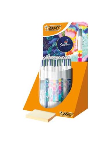 Bic 4 Colours Decor Expositor de 30 Boligrafos de Bola Retractiles - Punta Media de 1.0mm - Tinta con Base de Aceite - 4