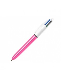 Bic 4 Colours Shine Boligrafo de Bola Retractil - Punta de 1mm - Trazo de 0.4mm - Tinta con Base de Aceite - Cuerpo Rosa