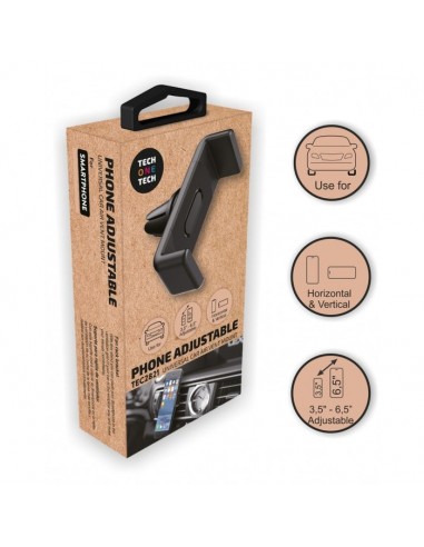 TechOneTech Soporte de Coche para Smartphones de 3.5" hasta 6.5" - Mecanismo de Pinza - Posicion Horizontal y Vertical -