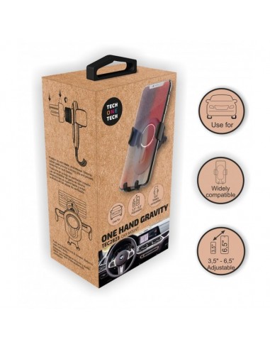TechOneTech Soporte de Coche para Smartphones hasta 6.5" por Gravedad - Fijacion a Salida de Ventilacion